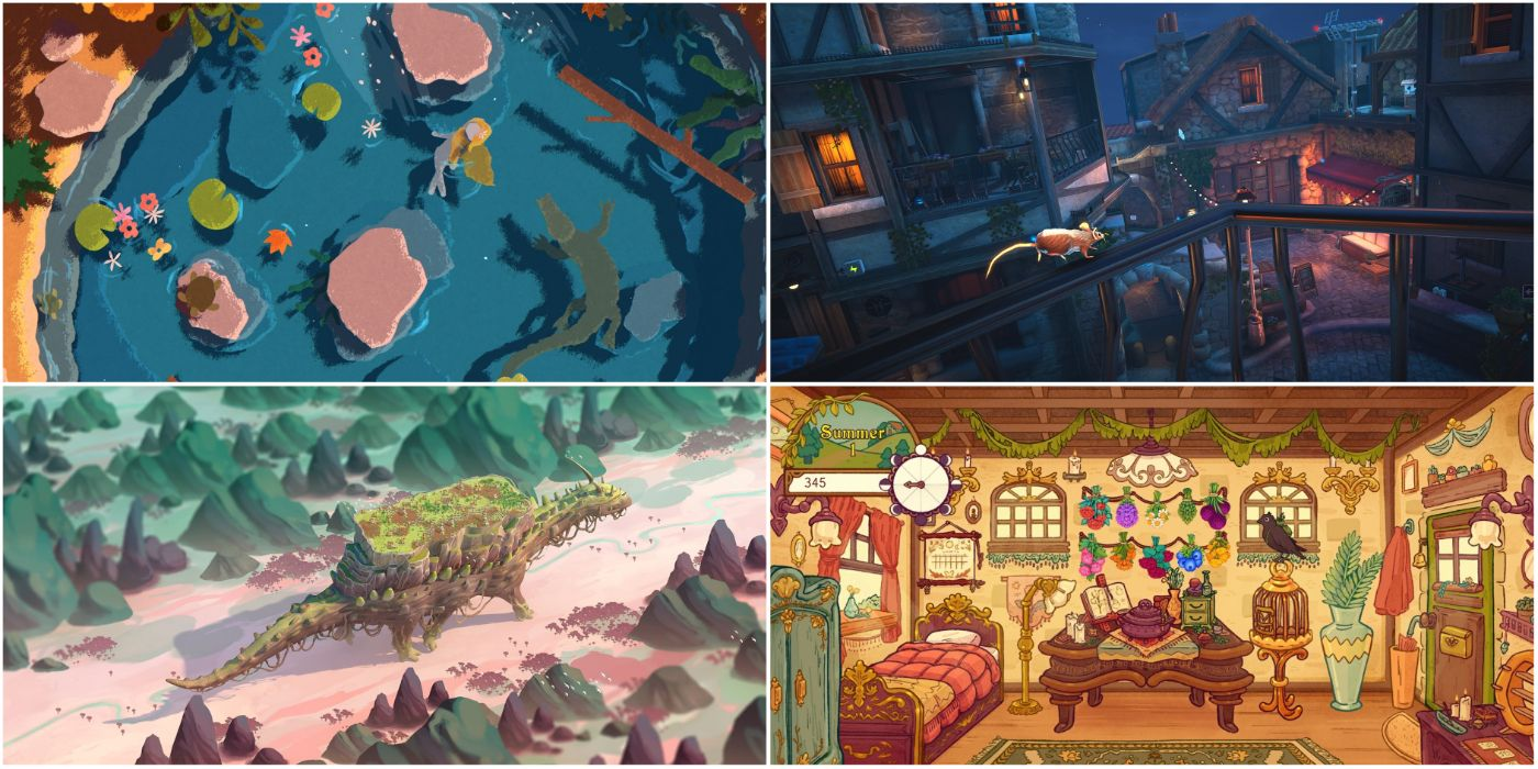 A collection of cozy game images.