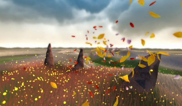 A screenshot from the videogame Flower.