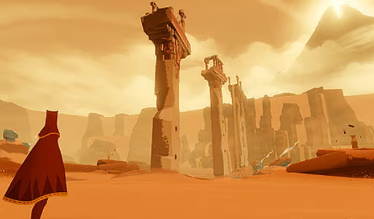 A screenshot from the videogame Journey.